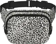 [JBYJBX] Leopard Print Print Unisex Square Double Layer Waist Bag Crossbody Fanny Pack Travel Workout Accessory, Black, One Size
