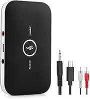 EZONEDEAL Bluetooth 5.0 Transmitter Receiver,GaoMee 2-in-1 Wireless Audio Adapter,3.5mm AUX RCA Adapter for TV PC Headphones Car Home Stereo System