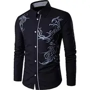 Men's Shirt Patterned Collar Shirt Collar Daily Long Sleeve Tops Business Casual Daily Office / career White Black Purple Party Wedding