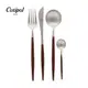 葡萄牙 Cutipol GOA系列棕銀個人餐具4件組-主餐刀+叉+匙+咖啡匙