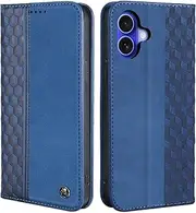 CXTCASE Case for iPhone 16, Shockproof PU Leather Flip Folio Cover with Card Slots, Magnetic Wallet Case for iPhone 16, Blue