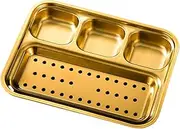 GRIRIW Stainless Steel Compartment Dinner Plate Food Tray with Dividers for Bbq Camping Picnics and Home Use Easy to Clean Odor and Dishwasher Safe