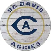 KH Sports Fan UC Davis Aggies Weathered Circle Sign, 20x20 Inches, Aggies Decor for Dorm Room, Fan Cave, Living Room; Display Your Team Spirit with This California (Davis) Aggies Wall Art