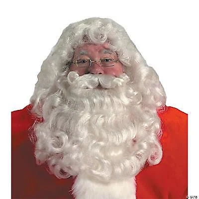 ADULT PROFESSIONAL SANTA CLAUS BEARD & WIG SET CHRISTMAS COSTUME DRESS NEW AE20
