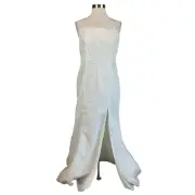 Aidan Mattox Women's Formal Dress Size 4 White Sequined Long Evening Gown