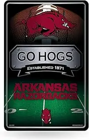 Rico Industries NCAA Arkansas Razorbacks Go Hogs 11" x 17" Metal Home Décor Sign