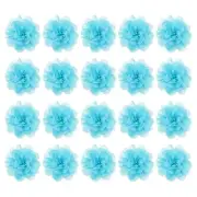 20Pcs 3.9" Chiffon Flowers Fabric Flower Sewing Fabric Appliques for DIY Blue