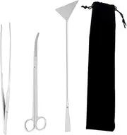 TEHAUX 1 Set Stainless Steel Aquarium Tank Cleaning Tools Aquascaping Kit with Pouch for Pruning Maintaining Aquatic Plants Durable Ergonomic Design