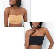 Breezies Set of 2 Seamless Underwire Bandeau Bras, Black/Due X- Large A395478