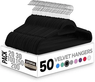 Premium Velvet Hangers 50 Pack Non-Slip Heavy Duty Coat Hangers Black