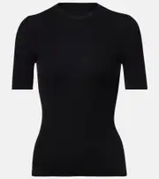 [Khaite] Khaite Celina ribbed-knit wool-blend top AU 8 black