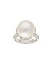 Imperial Silver 0.70 ct. tw. White Topaz & 14-15mm Pearl Ring