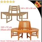 Outdoor Garden Bench Chair Tree Seat Round/Half-hexagonal Wooden Wrap-around New