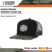 Hunters Element Authentic Trucker Cap W Flat Peak Black Mesh Back Desolve Veil