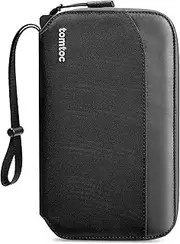 tomtoc Family Passport Holder for 4 Passports with a Sim Card Holder and Eject Pin, RFID Blocking Travel Wallet for Flight Tickets, ID/Credit Card, Money, Waterproof Passport Cover with Wrist Strap