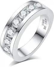 [AnuClub] Moissanite Eternity Wedding Band Ring for Men, 2cttw D Color Lab Diamond Channel Set, 18K Gold Plated Silver Ring With Certificate, Elegant Gift Packed