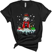 [Generic] Snowman Bowling Cute Funny Christmas Lights Xmas Snowman Bowling Sport Playing Player Lover Unisex T-Shirt