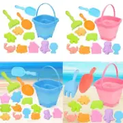 Kids Beach Toy Sand Castle Sculpture Mold Water Play Foldable Sand Bucket Toy
