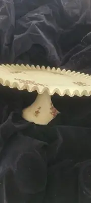 FENTON GLASS"VINTAGE Signed VIOLETS'IN'SNOW CAKE PLATE/STAND"