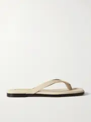 [Emme Parsons] Emme Parsons - Meta Leather Flip Flops - Ivory - IT37 IT 37 Ivory