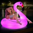 Flamingo Inflatable Pool Tube Floats Reachable Solar Lights Up Floating Lounge
