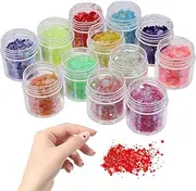 DECORNIJIA 12 Boxes Luminous Glitter Sequins Set Color Chunky Glitter for Nail Art Face Body Makeup for Parties Special Occasions Lightweight Portable