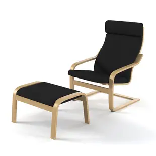 北歐工業LOFT風格IKEA宜家POÄNG實心樺木躺椅+椅凳一組/扶手椅/二手九成新/原價二件近$4000特$2800