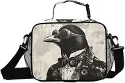 Gothic Crow Glasses Insulated Lunch Box for Women Men - Ideal for Work, Picnics - Includes Adjustable Shoulder Strap