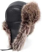 KJIASDFE Men's Warm Winter Hat Men's Winter Thick Warm Leather Hat Middle-Aged Father Ear Cap,Rosso-6 7/8