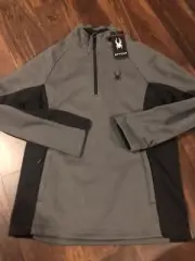 New Spyder Mens Ski 1/4 Jacket Size Medium Gray Black