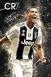 Tainsi Cristiano Ronaldo #2 - signed (copy) poster - world player of the year - football - Real Madrid logo background - Matte poster Frameless Gift 11 x 17 inch(28cm x 43cm)