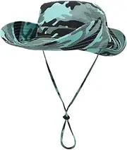 [Magracy] Mens Camouflage UPF50+ Sun Hat Wide Brim UV Protection Safari Hat Unisex Bucket Hat