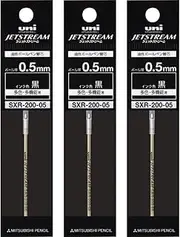 Mitsubishi Pencil SXR20005.24 Rollerball Pen Refill, Jetstream Prime 0.5, Multi-Color, Multifunctional, Black, 3 Pens