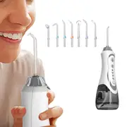Cordless Electric Water Flosser Oral Irrigator Teeth Cleaning Device Teeth Cleaner with 7 Jet Tips-White