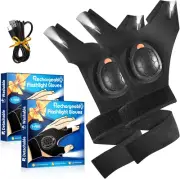 LED Flashlight Gloves Christmas Stocking Stuffers for Men Adult Rechargeable Fin