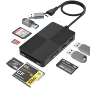 SD Card Reader USB Hub 3.0,8 in 2 Multi Memory Card Reader for SD TF CF XD MS...