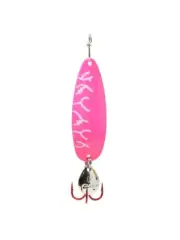 Clam Ribbon Leech Flutter Spoon 1/8 oz - Glow Red Lightning - Ice Fishing