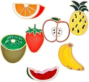 [Outanaya] Brooch Lapel Pin 7pcs Fruit Brooches Enamel Watermelon Apple Cherry Pineapple Lemon Apparel Pin Set