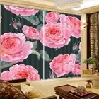 Pink Large Petal Peony 3D Curtain Blockout Photo Printing Curtains Drape Fabric
