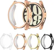 [4-Pack] Meliya for Samsung Galaxy Watch 6 44mm Screen Protector Case, Soft TPU Full Around Protective Bumpers Cover for Samsung Galaxy Watch 6 44mm (44mm, Black+Gold+Rose Gold+Clear)