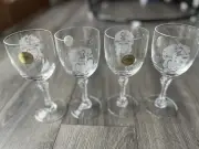 Set Of 4 Wine Glasses Lead Crystal Made In France, Engraved In USA