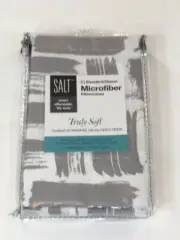 SALT Microfiber Standard Pillowcase Set - Gray Brush Strokes