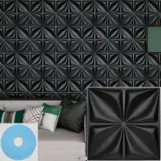 3D Wall Panels Textured Diamond Accent Panels 20-Pack 30x30cm Black SYH