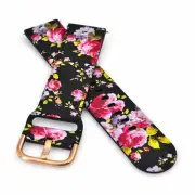 Silicone Smart Watch Band for Fitbit Versa 22mm Strap Black/Pink Rose Pattern