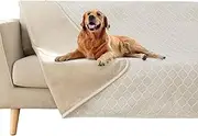 fuguitex Waterproof Dog Blanket Bed Cover Dog Crystal Velvet Moroccan Fuzzy Cozy Plush Pet Blanket Throw Blanket for Couch Sofa(40 * 60 inch, Cream+Beige)