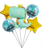 5pcs Cartoon Dinosaur Helium Foil Balloon Set Party Supplies Kids Children Birthday Decoration