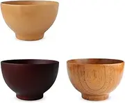 J-Kitchens Wooden Soup Bowl, Modern Yamato Soup Bowl, Natural & Lacquer & Dark Brown, 3 Color Set, Φ4.3 x 2.7 inches (11 x 6.8 cm) Current Model