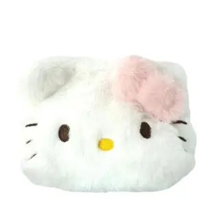 【小禮堂】Sanrio 三麗鷗 絨毛造型拉鍊收納包 - 大臉款 Kitty 酷洛米(平輸品)