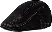 [AWOCAN] Men's Flat Cap Washed Denim Hat Adjustable Newsboy Caps Driving Hat Duckbill Ivy Irish Flat Hat