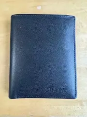 PRADA Men's Wallet Black PORTA A MOLLA in Pelle Leather New W/o Box
